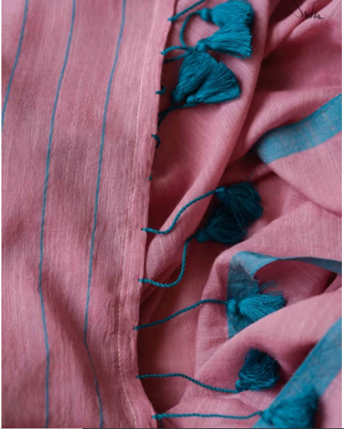 Pink Solid Mul Viscose Saree without Blouse