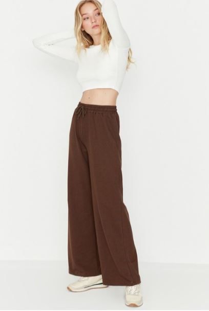 Brown Wide-Leg Sweatpants