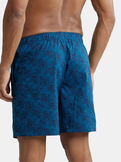 Combed Mercerized Cotton Woven Boxer Shorts with Side Pocket