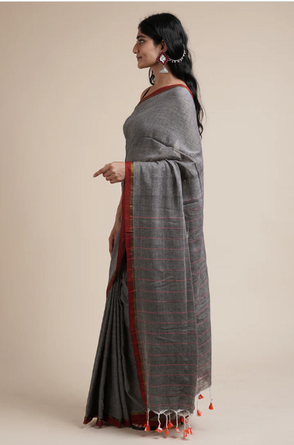 TEEJH KAIRA GREY MULMUL SAREE