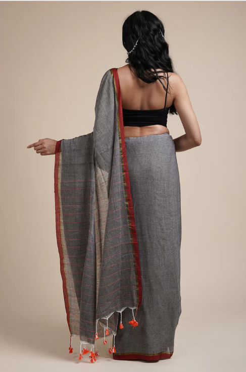 TEEJH KAIRA GREY MULMUL SAREE