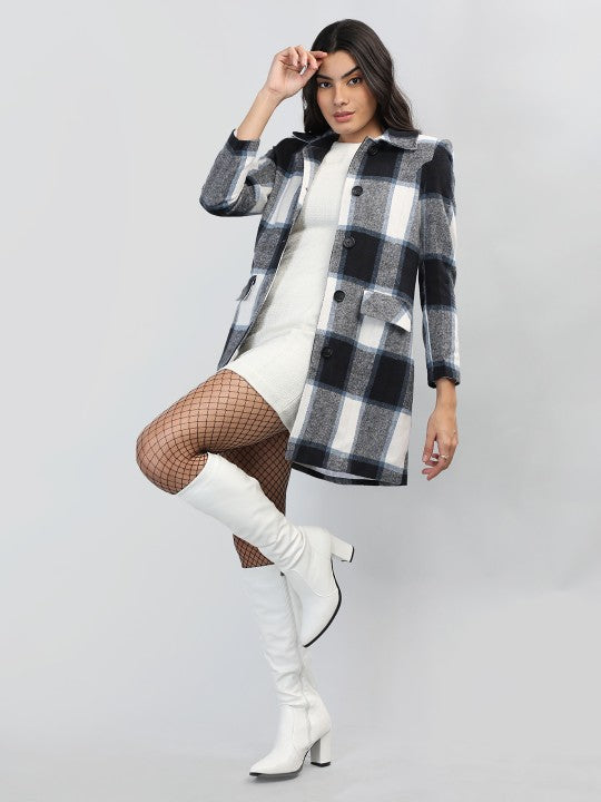 Checked Woolen Winter Overcoat