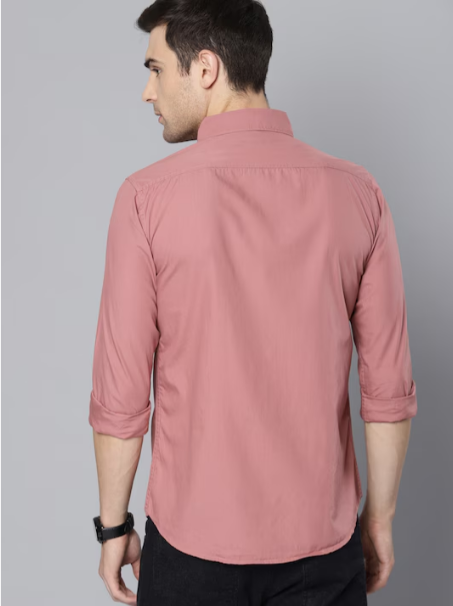 Men Pink Slim Fit Casual Shirt