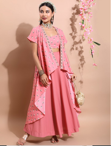 Vishudh Women Pink Printed Kurta Sets