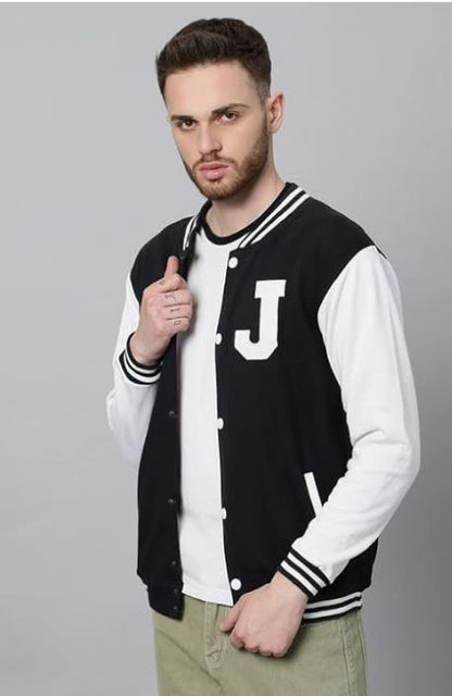 BE SAVAGE Men's Cotton Blend Standard Length Varsity Jacket