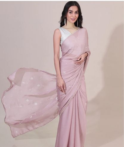 Ethereal Dreams Embroidered Pink Saree