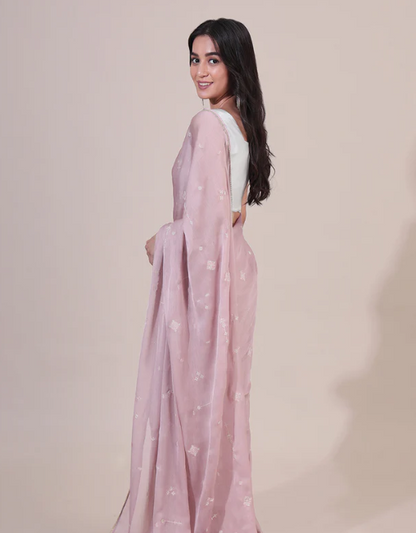 Ethereal Dreams Embroidered Pink Saree