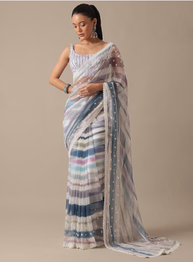 Embellished Embroidered Organza Saree