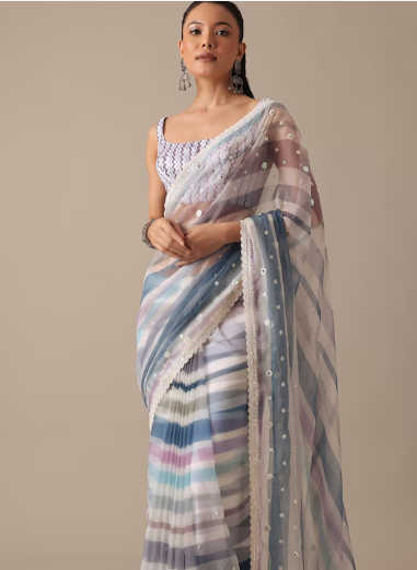 Embellished Embroidered Organza Saree