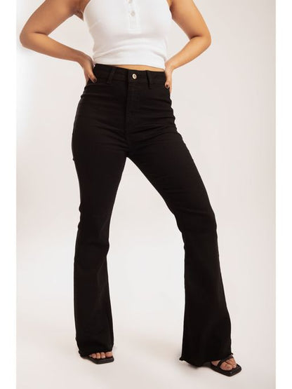 Women Boot-Leg Mid Rise Black Jeans