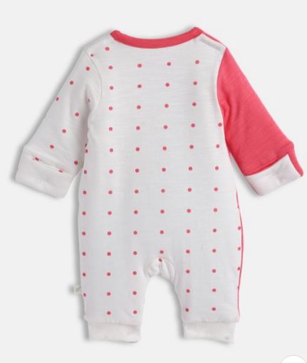 Kookie Kids Full Sleeves Hooded Romper Dot Print