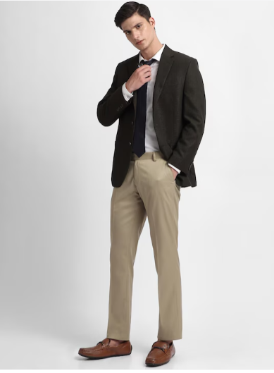 Men Relaxed Mid-Rise Formal Trouser