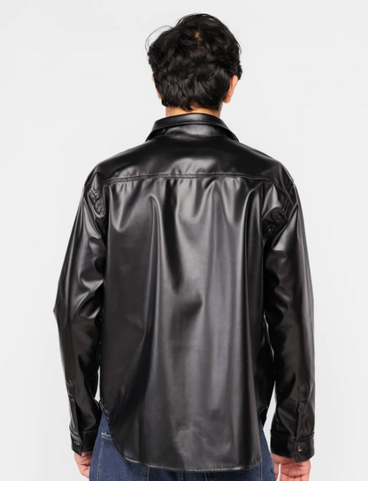 Black Leather Cowboy Men's Shirt