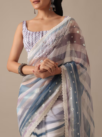 Embellished Embroidered Organza Saree