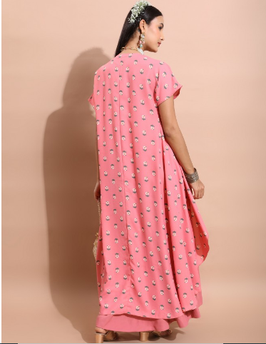 Vishudh Women Pink Printed Kurta Sets