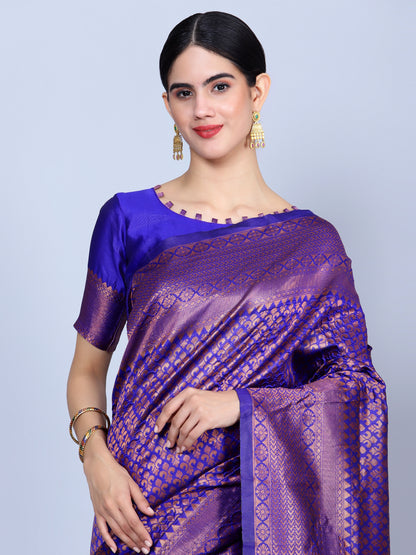 Beautiful Purple Jacquard Party Wear Saree