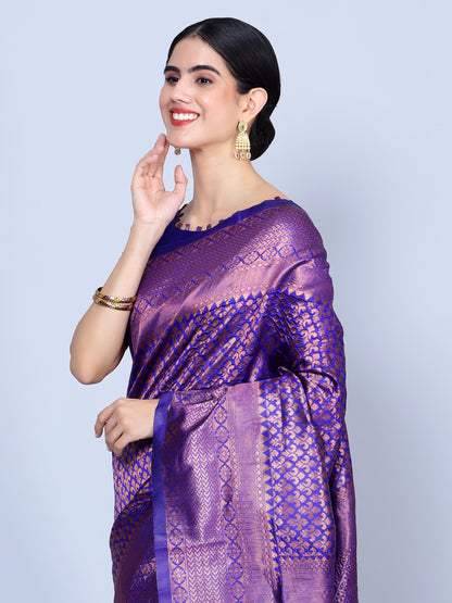 Beautiful Purple Jacquard Party Wear Saree