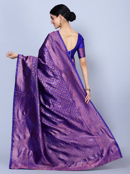 Beautiful Purple Jacquard Party Wear Saree