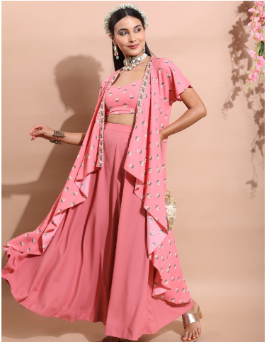 Vishudh Women Pink Printed Kurta Sets