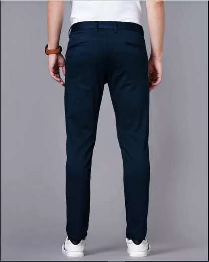 FUBAR  Men Slim Fit Blue Cotton Blend Trousers