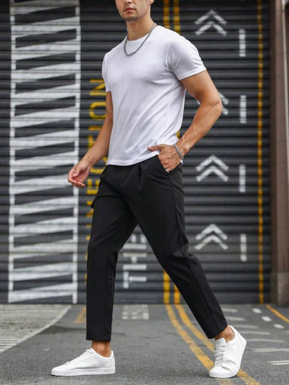 Men Solid Black Track Pants