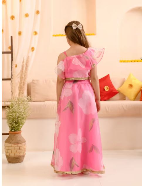 Pink Organza Lehenga Choli