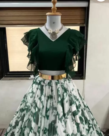 Women Wed  Girls Lehenga Choli Party Wear Printed Lehenga & Crop Top