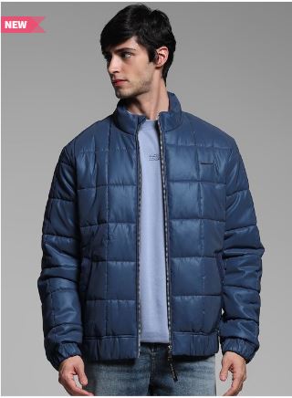 Men Quilted Jacket with Patchwork