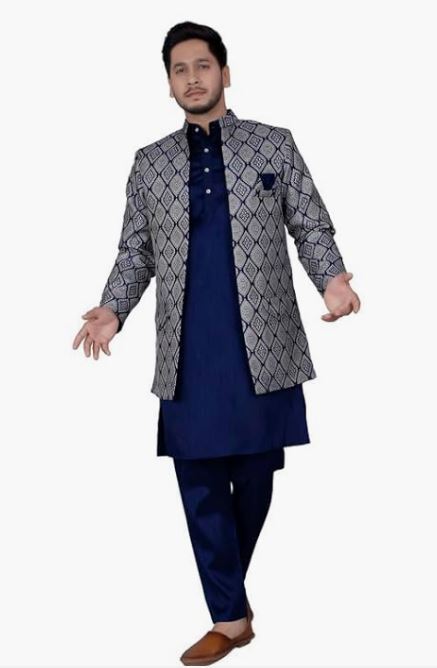 Amzira Mens Ethnic Wear Kurta Pajama & Ethnic Jacket Set