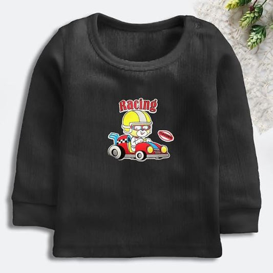 CUCUMBER Cotton Knit Full Sleeves Turtle Neck Winter Top with Plants & Text Print - Light Beige - Girls - for Infant