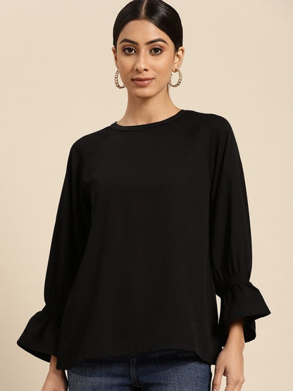 Women Black Solid Top