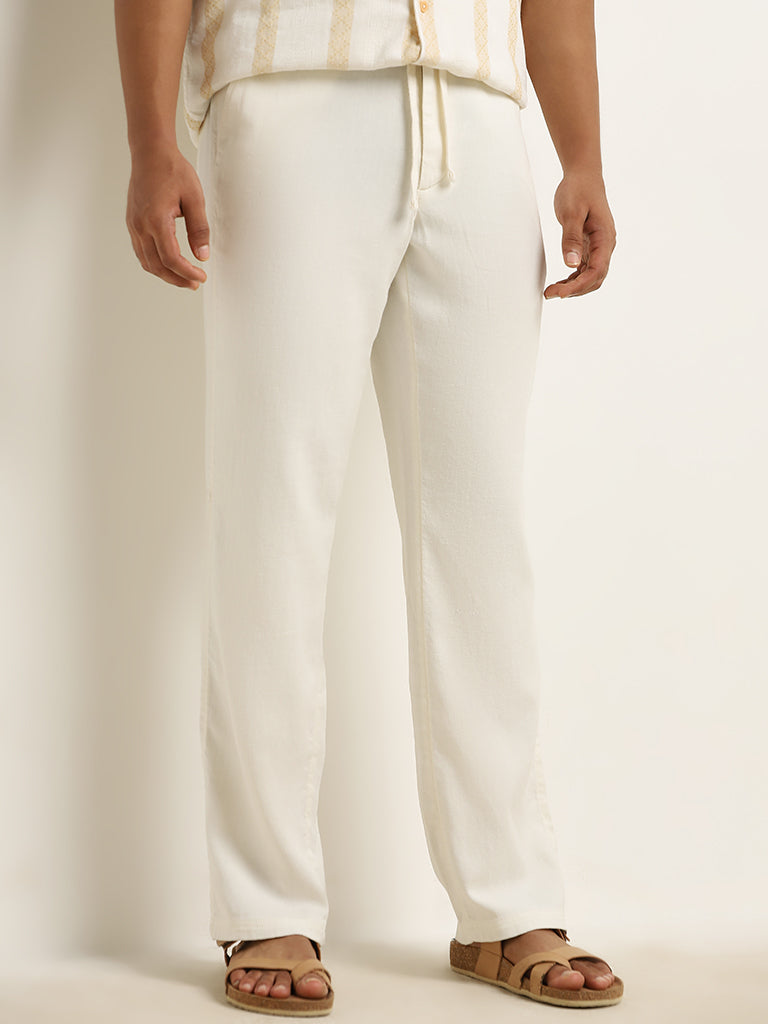 ETA Off-White Mid-Rise Relaxed-Fit Cotton Blend Chinos