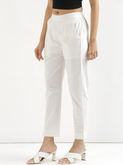 Women Mid-Rise Cotton Trousers