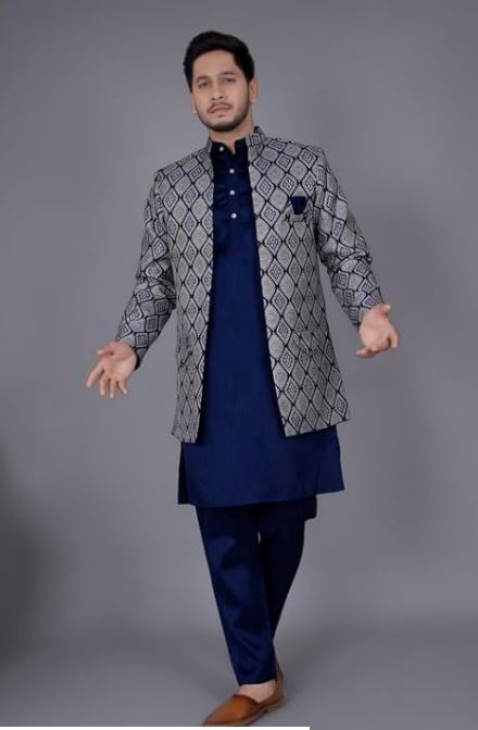 Amzira Mens Ethnic Wear Kurta Pajama & Ethnic Jacket Set