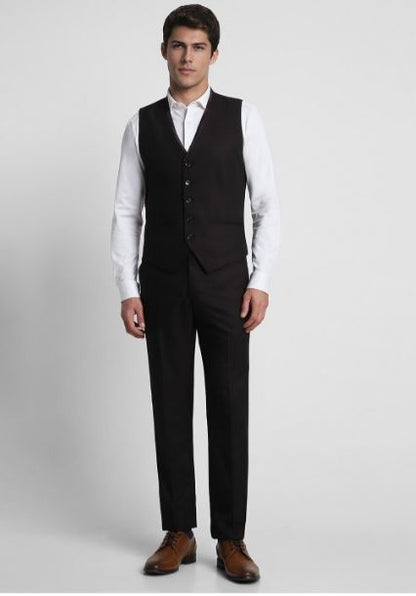 Men Single Breasted 2 button Solid Formal Three Piece Suit