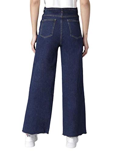 Womens Solid High Rise Cotton Lycra Blend Relaxed Fit Ankle Length Jeans