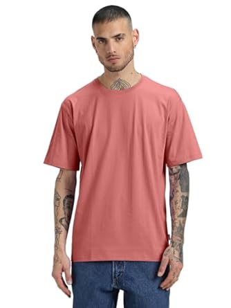 Veirdo® Oversized Baggy Fit Drop Shoulder Half Sleeves Round Neck Solid Pure 100% Cotton T-Shirt for Men