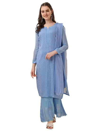 Women Georgette Maxi Kurta & Sharara with Dupatta