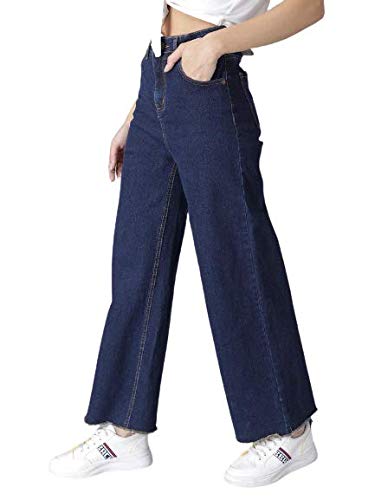 Womens Solid High Rise Cotton Lycra Blend Relaxed Fit Ankle Length Jeans