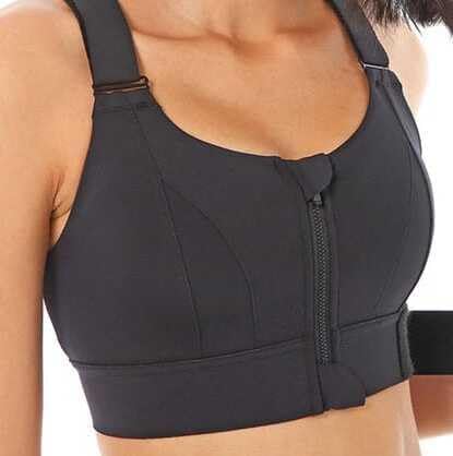 Padded Front Zip High Support Racerback Adjustable Sports Bra