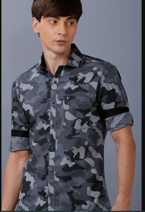 Black Camouflage Print -Full-Stain Proof