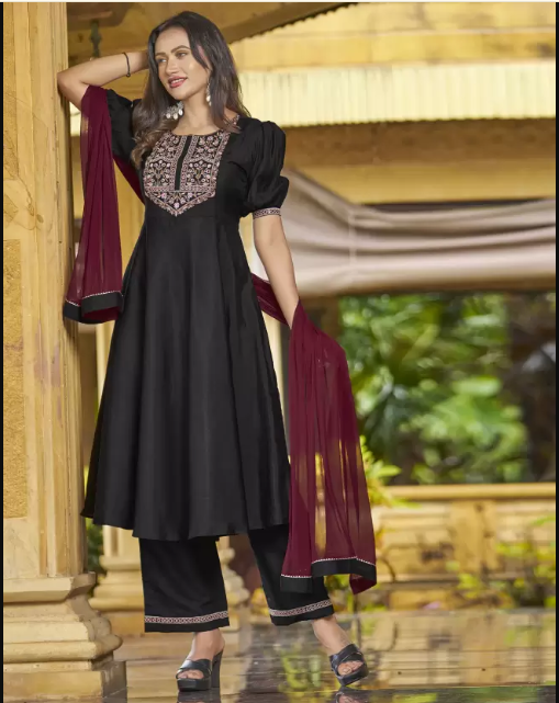 Samah  Women Cotton Silk Kurta Palazzo Dupatta Set