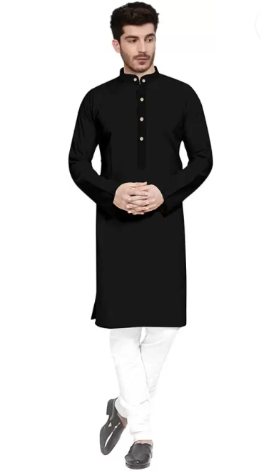 Men Cotton Blend Kurta Pyjama Set