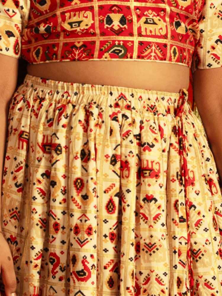 VASTRAMAY Girls Printed Satin Ready To Wear Lehenga Choli by Myntra