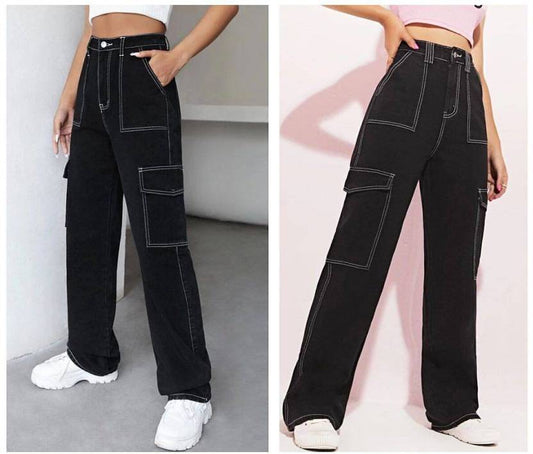 Women Boyfriend High Rise Black Jeans