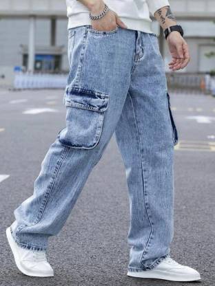 Mens Jeans Blue Cargo pant