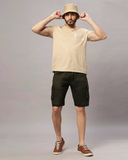 Solid Men Dark Green Cargo Shorts