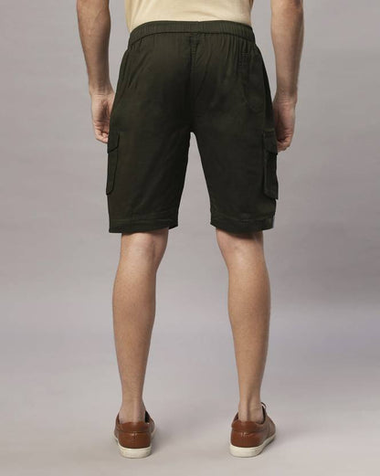 Solid Men Dark Green Cargo Shorts