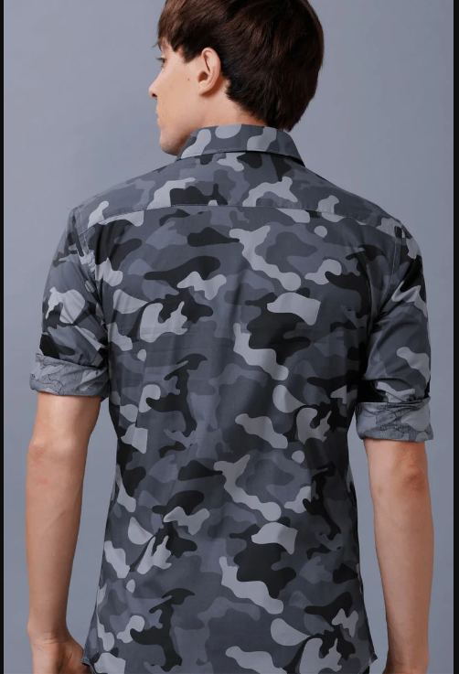 Black Camouflage Print -Full-Stain Proof