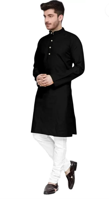 Men Cotton Blend Kurta Pyjama Set